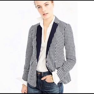 Jcrew gingham navy blazer